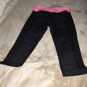 Lululemon pink black zipper leggings